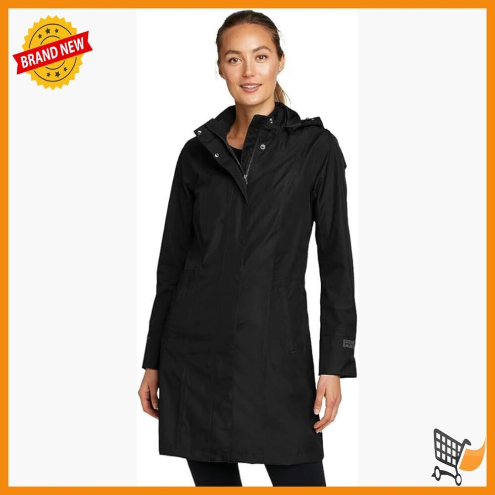 Waterproof Trench Coat with Adjustable Hood, Long Sleeve, Regular Fit